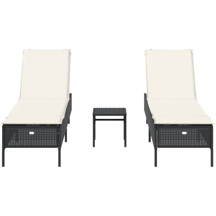Solsängar med dynor set 3 delar svart konstrotting vidaXL – bild 4