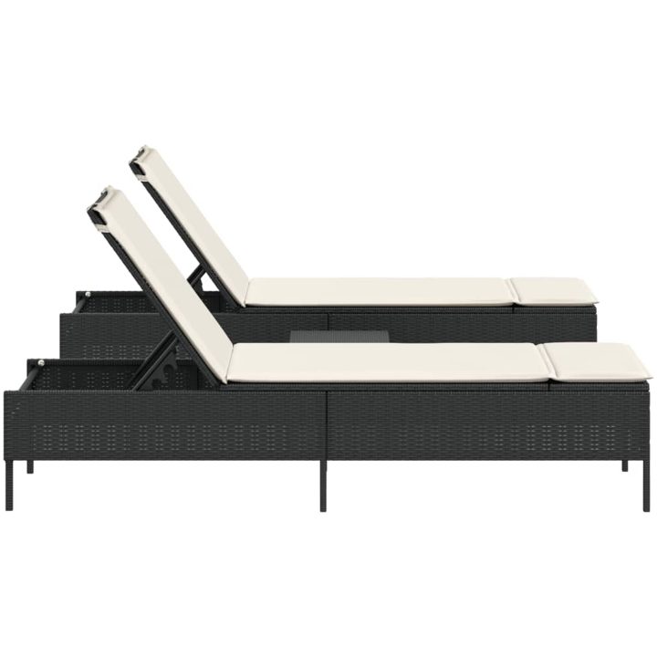 Solsängar med dynor set 3 delar svart konstrotting vidaXL – bild 5