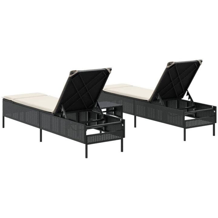 Solsängar med dynor set 3 delar svart konstrotting vidaXL – bild 6