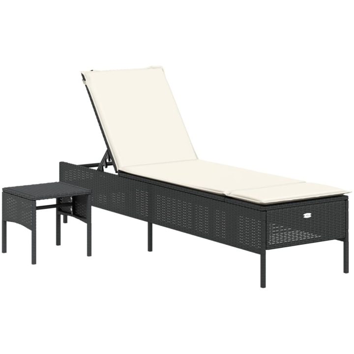 Solsängar med dynor set 3 delar svart konstrotting vidaXL – bild 7