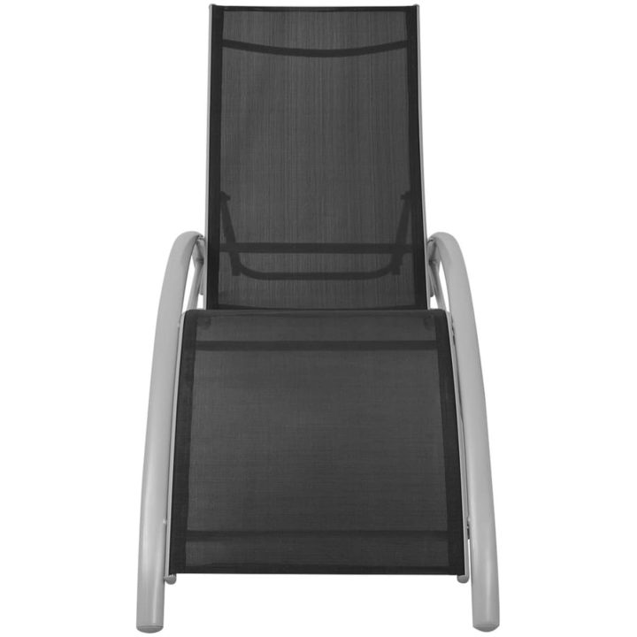 Solsängar med parasoll aluminium svart vidaXL – bild 5