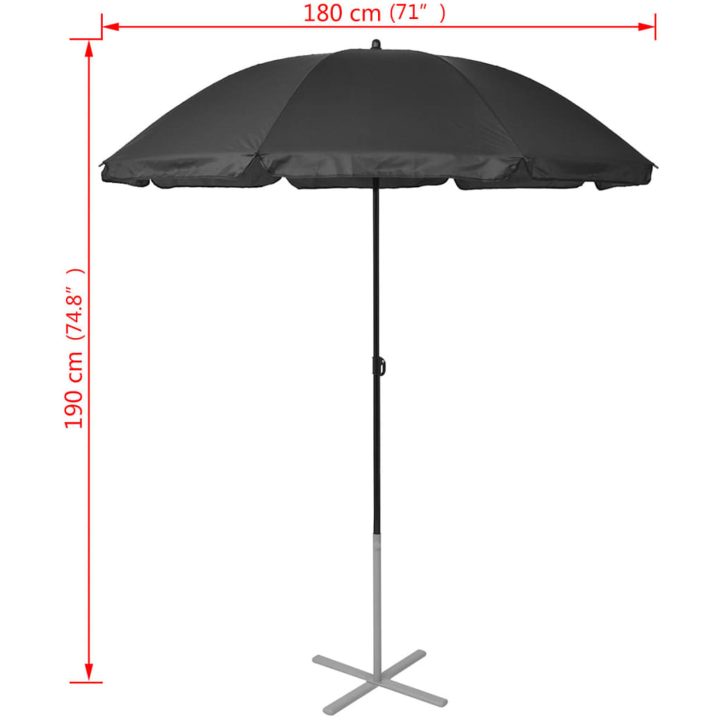 Solsängar med parasoll aluminium svart vidaXL – bild 9