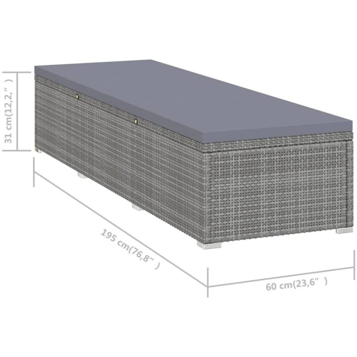 Solsängar och sidobord 3 delar konstrotting grå vidaXL – bild 12