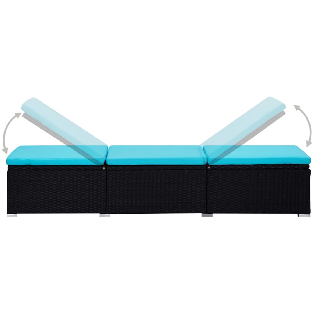 Solsängar och sidobord 3 delar konstrotting svart vidaXL – bild 5