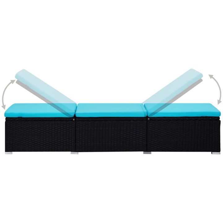 Solsängar och sidobord 3 delar konstrotting svart vidaXL – bild 5