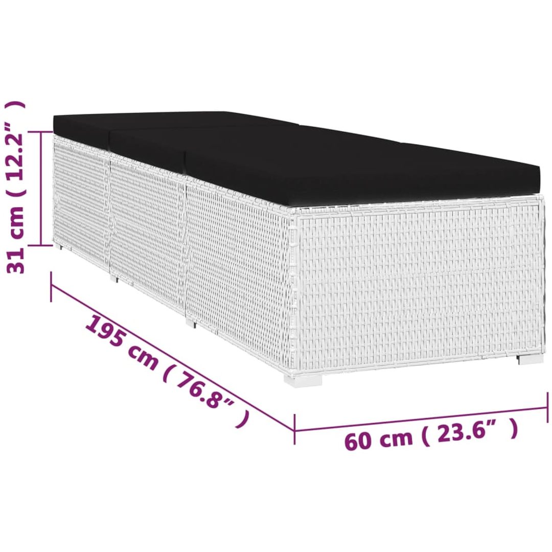 Solsängar och sidobord 3 delar konstrotting vit vidaXL – bild 11