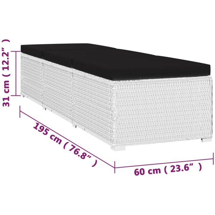 Solsängar och sidobord 3 delar konstrotting vit vidaXL – bild 11