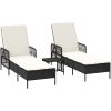Solsängset Set om 3 Svart och gräddvit PE rattan, metall Fällbar vidaXL 35 x 35 x 32cm – miniatyr 2