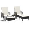 Solsängset Set om 3 Svart och gräddvit PE rattan, metall Fällbar vidaXL 35 x 35 x 32cm – miniatyr 3