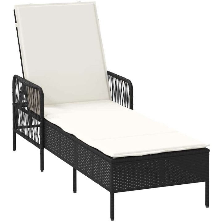 Solsängset Set om 3 Svart och gräddvit PE rattan, metall Fällbar vidaXL 35 x 35 x 32cm – bild 5