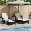 Solsängset Set om 3 Svart och gräddvit PE rattan, metall Fällbar vidaXL 35 x 35 x 32cm – miniatyr 1