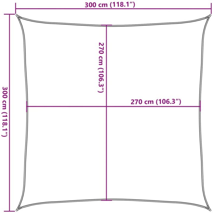 Solsegel 160 g/m² fyrkantig blå HDPE vidaXL 3 x 3 m – bild 10