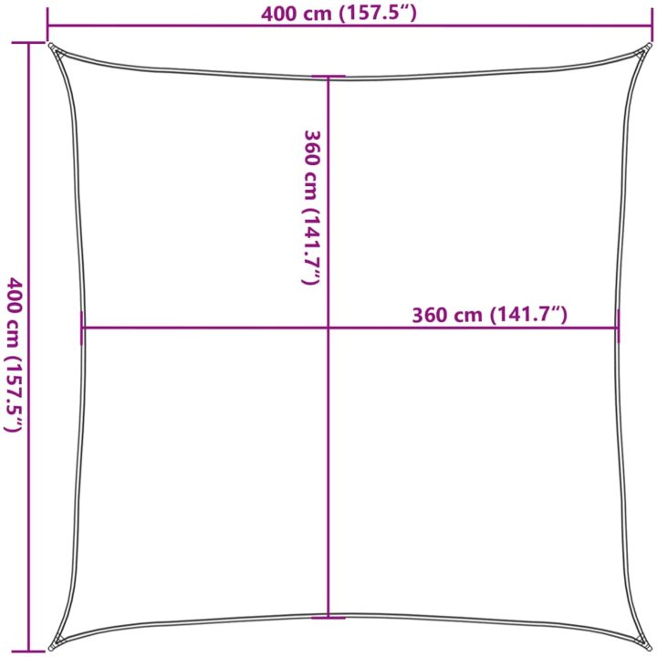 Solsegel 160 g/m² fyrkantig gul HDPE vidaXL 4 x 4 m – bild 10