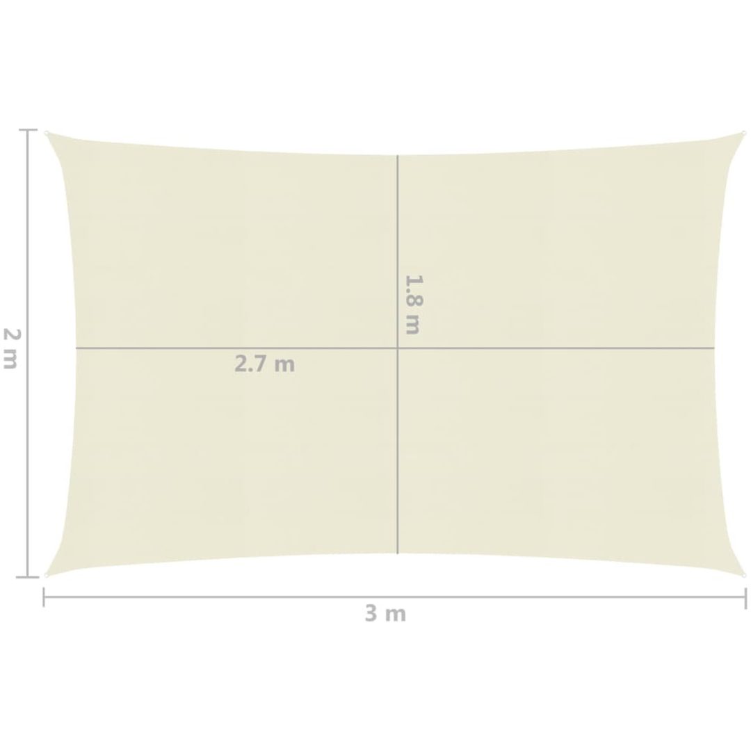 Solsegel 160 g/m² gräddvit 2x3 m HDPE vidaXL 3 x 2 m – bild 7