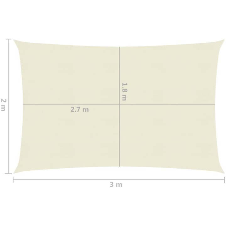Solsegel 160 g/m² gräddvit 2x3 m HDPE vidaXL 3 x 2 m – bild 7
