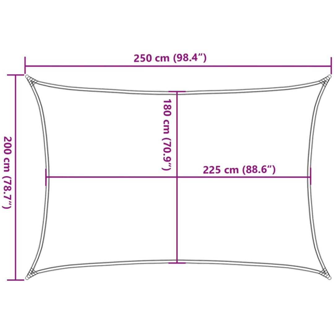 Solsegel 160 g/m² rektangulär gul HDPE vidaXL 2 x 2.5 m – bild 10