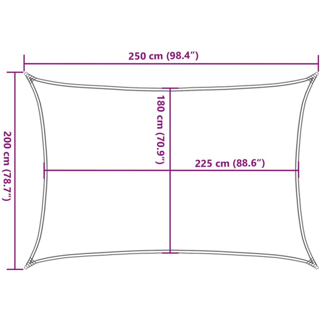 Solsegel 160 g/m² rektangulär ljusgrå HDPE vidaXL 2 x 2.5 m – bild 10