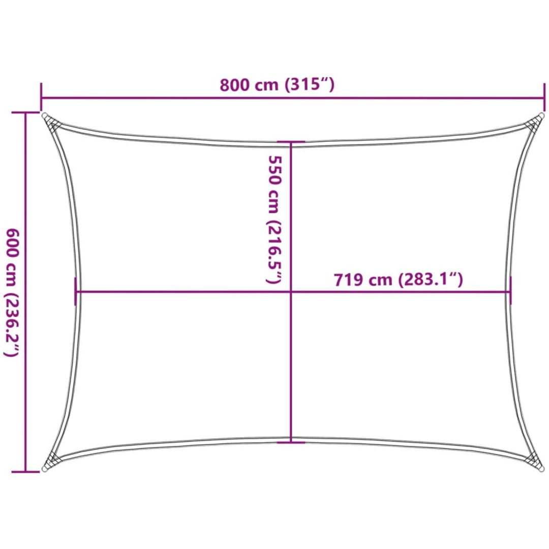Solsegel 160 g/m² rektangulär svart HDPE vidaXL 6 x 8 m – bild 10