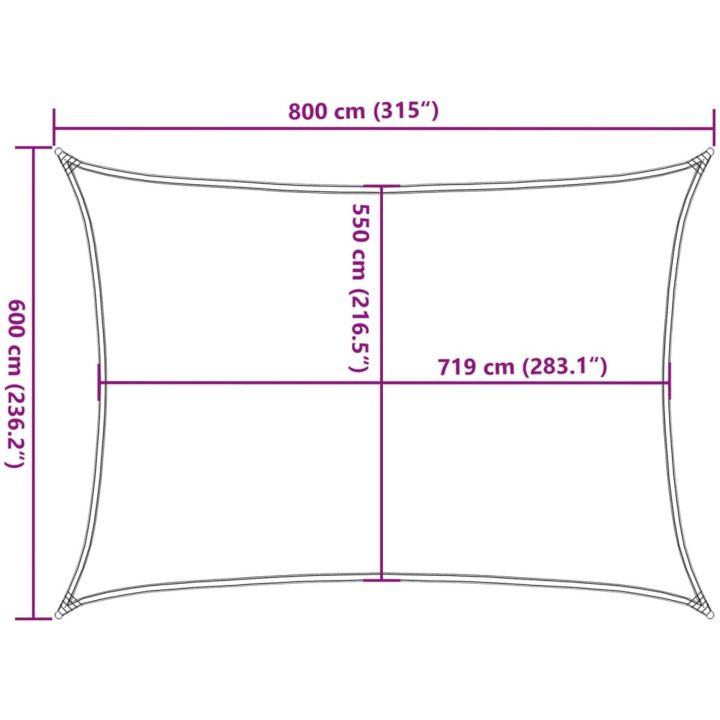 Solsegel 160 g/m² rektangulär svart HDPE vidaXL 6 x 8 m – bild 10