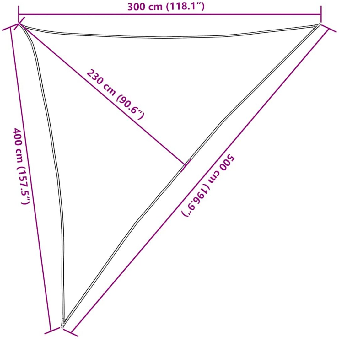 Solsegel 160 g/m² triangulär blå HDPE vidaXL 3 x 4 x 5 m – bild 10