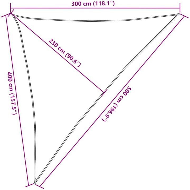 Solsegel 160 g/m² triangulär blå HDPE vidaXL 3 x 4 x 5 m – bild 10