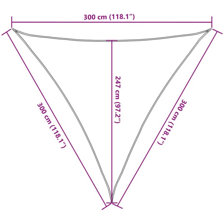Solsegel 160 g/m² triangulär ljusgrå HDPE vidaXL 3 x 3 x 3 m – bild 10
