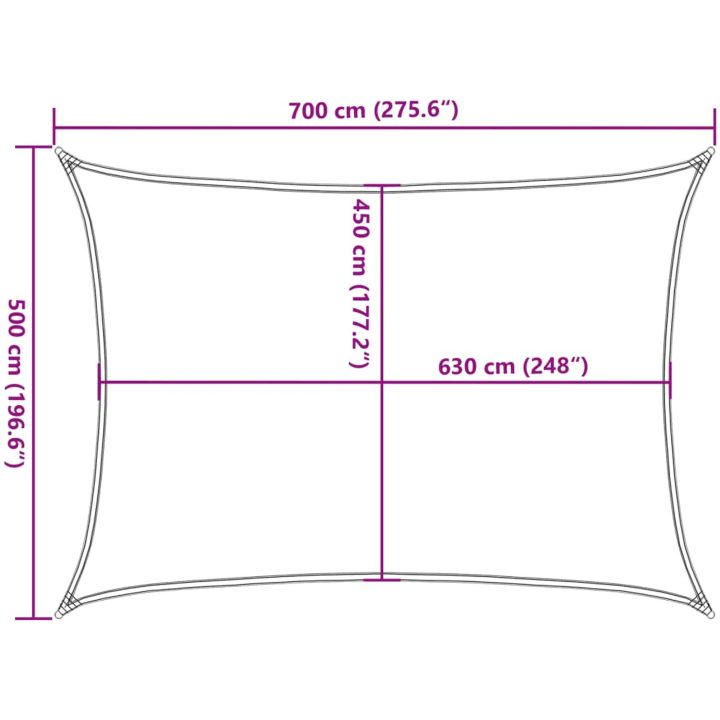 Solsegel 160 g/m² vit 5x7 m HDPE vidaXL 7 x 5 m – bild 10