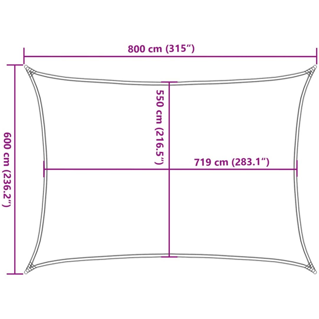 Solsegel 160 g/m² vit 6x8 m HDPE vidaXL 8 x 6 m – bild 10