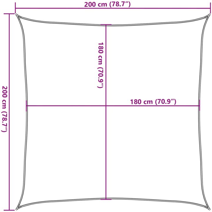 Solsegel HDPE fyrkantigt antracit vidaXL 2 x 2 m – bild 10