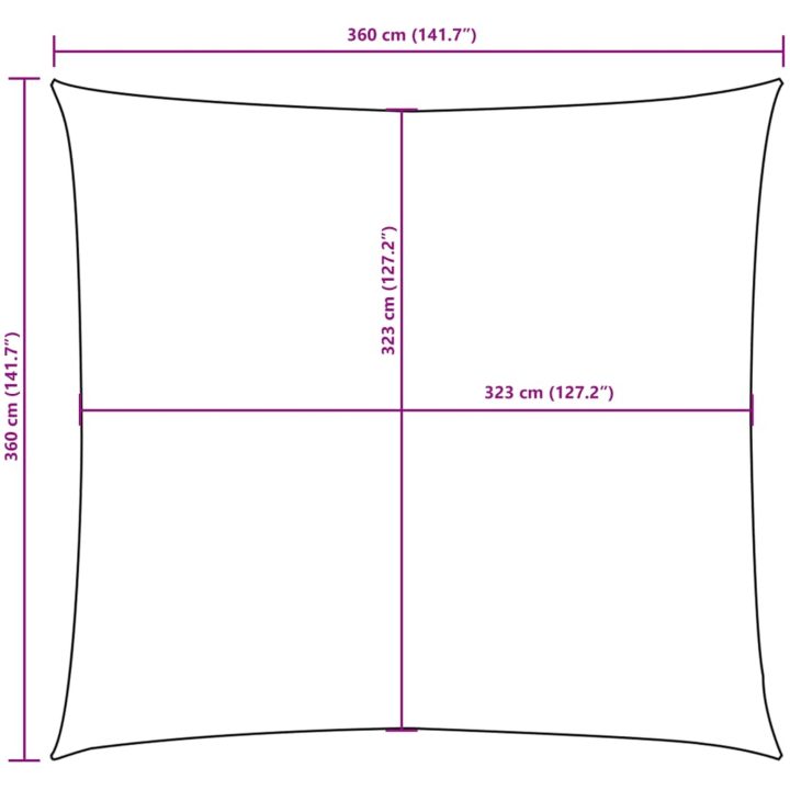 Solsegel oxfordtyg kvadratiskt gräddvitt vidaXL 3.6 x 3.6 m – bild 10