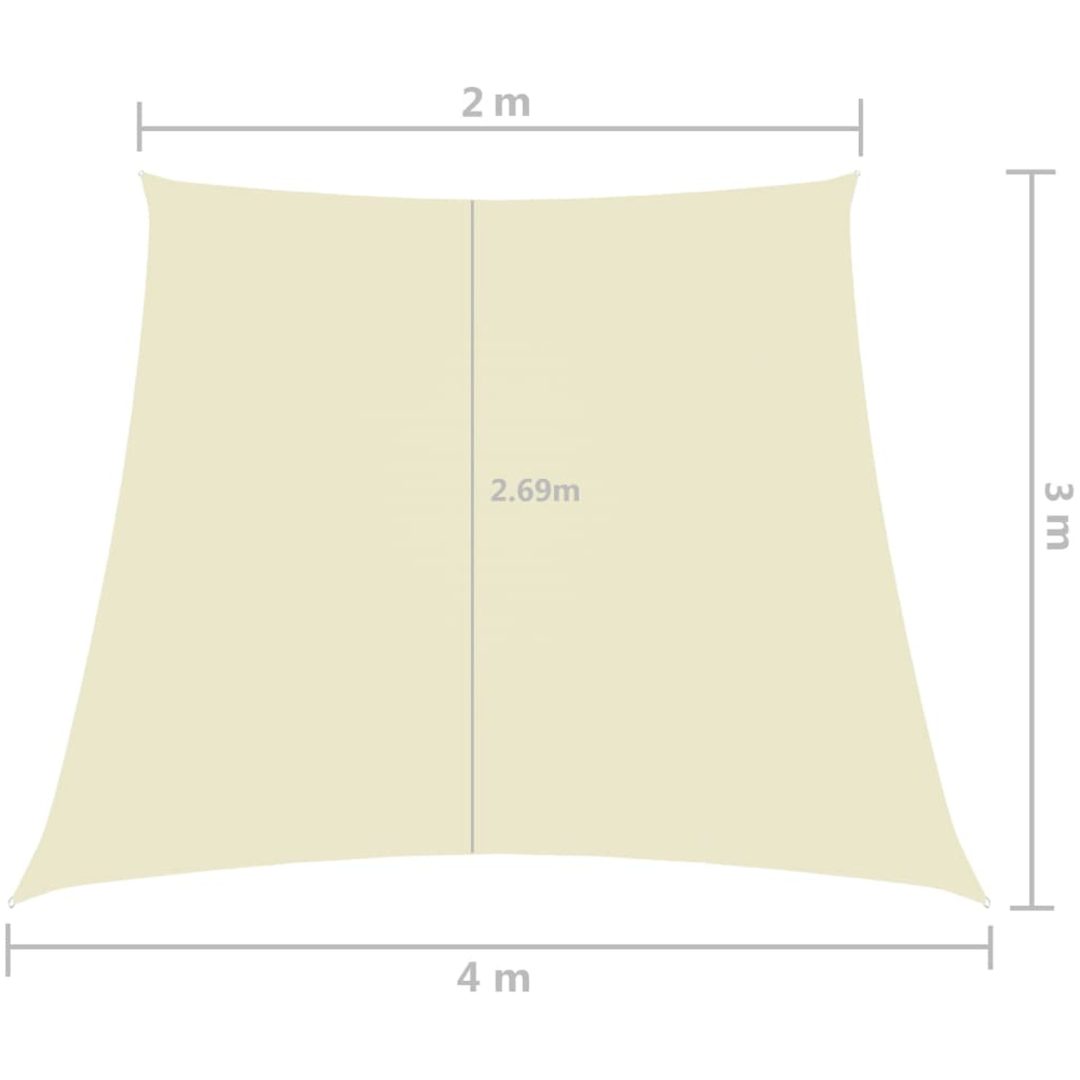 Solsegel oxfordtyg trapets gräddvit vidaXL 2/4 x 3 m – bild 6