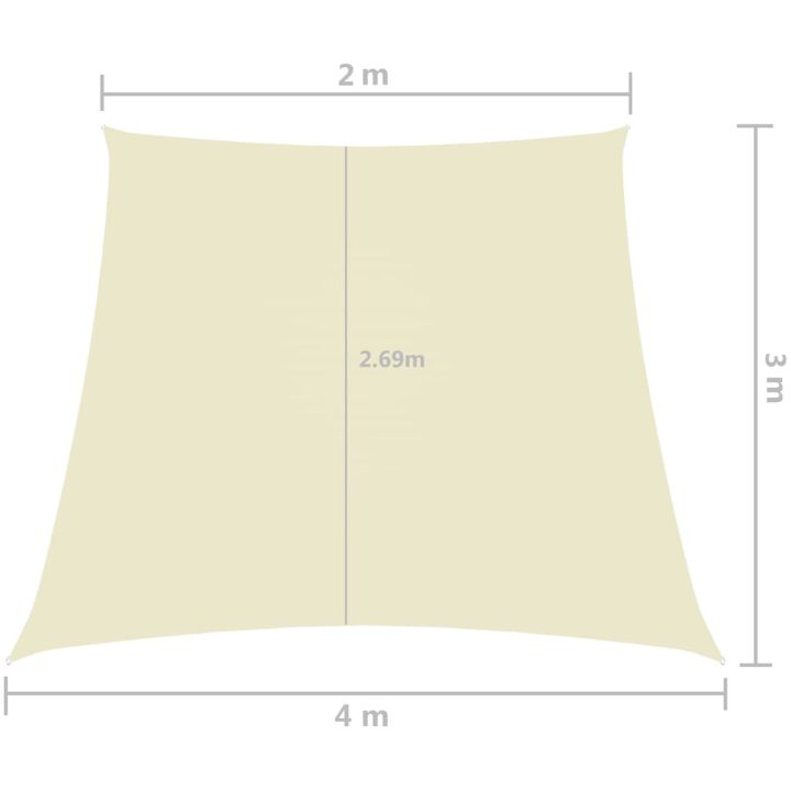 Solsegel oxfordtyg trapets gräddvit vidaXL 2/4 x 3 m – bild 6