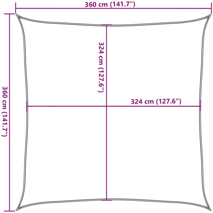 Solskärmssegel HDPE kvadratiskt beige vidaXL 3.6 x 3.6 m – bild 10