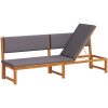Solstol 3-i-1 Funktion med Ljusgrå Kuddar Solid Akaciaträ vidaXL 200 x 57 x 75 cm – miniatyr 2