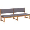 Solstol 3-i-1 Funktion med Ljusgrå Kuddar Solid Akaciaträ vidaXL 200 x 57 x 75 cm – miniatyr 4