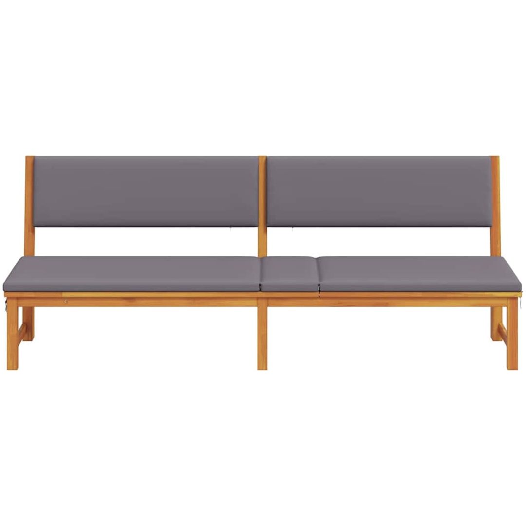 Solstol 3-i-1 Funktion med Ljusgrå Kuddar Solid Akaciaträ vidaXL 200 x 57 x 75 cm – bild 5