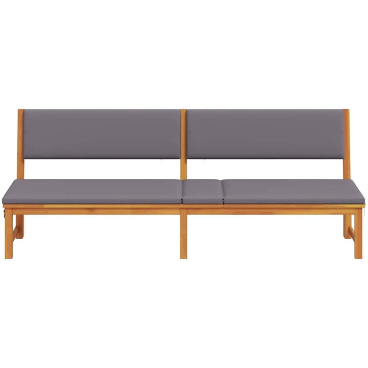 Solstol 3-i-1 Funktion med Ljusgrå Kuddar Solid Akaciaträ vidaXL 200 x 57 x 75 cm – bild 5