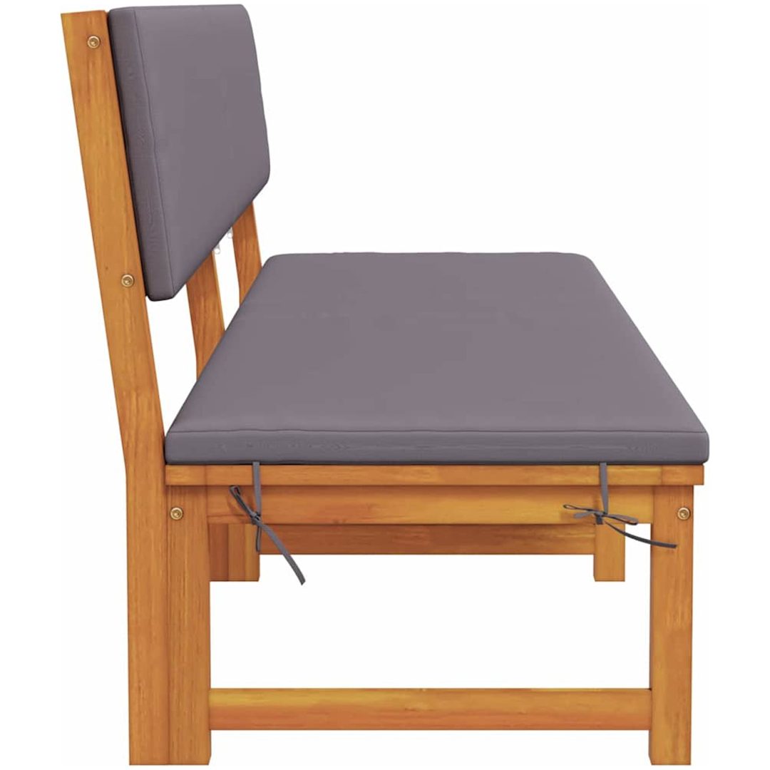 Solstol 3-i-1 Funktion med Ljusgrå Kuddar Solid Akaciaträ vidaXL 200 x 57 x 75 cm – bild 6
