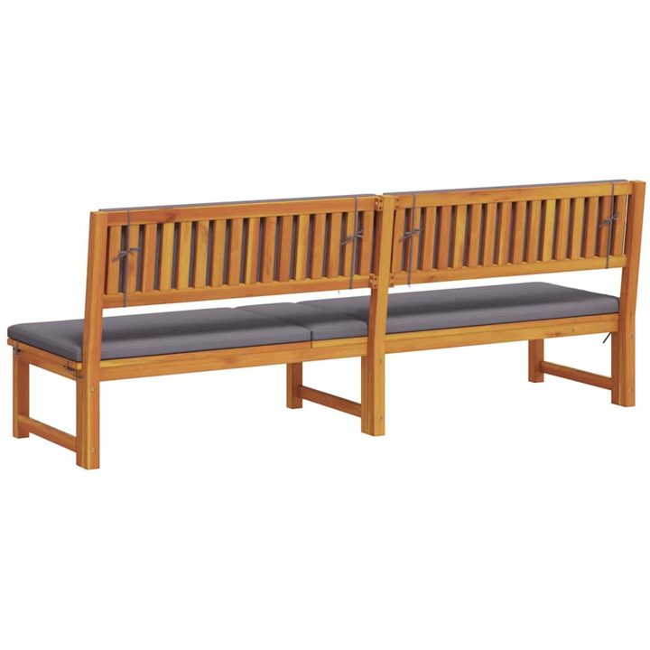 Solstol 3-i-1 Funktion med Ljusgrå Kuddar Solid Akaciaträ vidaXL 200 x 57 x 75 cm – bild 7