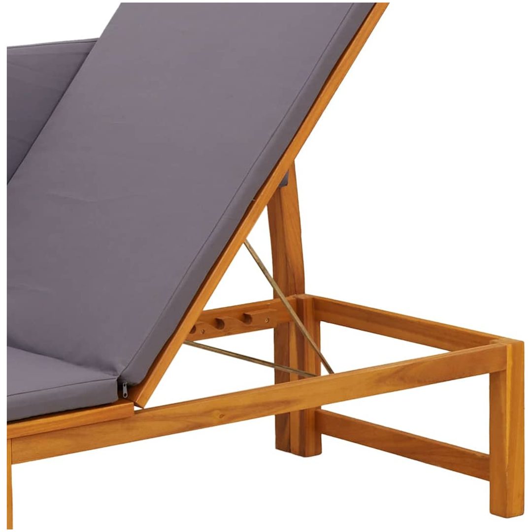 Solstol 3-i-1 Funktion med Ljusgrå Kuddar Solid Akaciaträ vidaXL 200 x 57 x 75 cm – bild 9