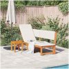 Solstol 3-i-1 med creamfärgade kuddar i solid akacia vidaXL 200 x 57 x 75 cm – miniatyr 3