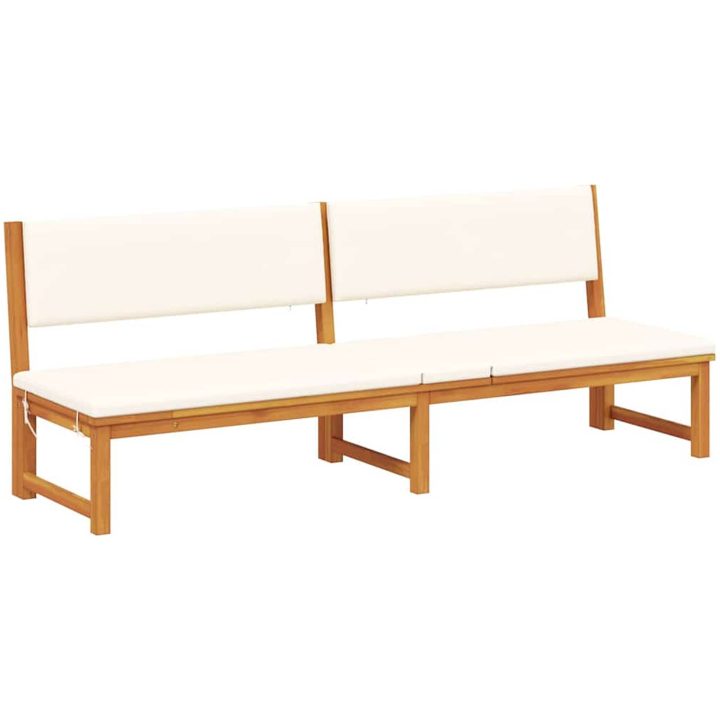 Solstol 3-i-1 med creamfärgade kuddar i solid akacia vidaXL 200 x 57 x 75 cm – bild 4