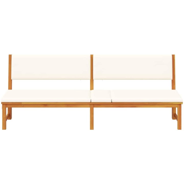 Solstol 3-i-1 med creamfärgade kuddar i solid akacia vidaXL 200 x 57 x 75 cm – bild 5