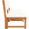 Solstol 3-i-1 med creamfärgade kuddar i solid akacia vidaXL 200 x 57 x 75 cm – miniatyr 6