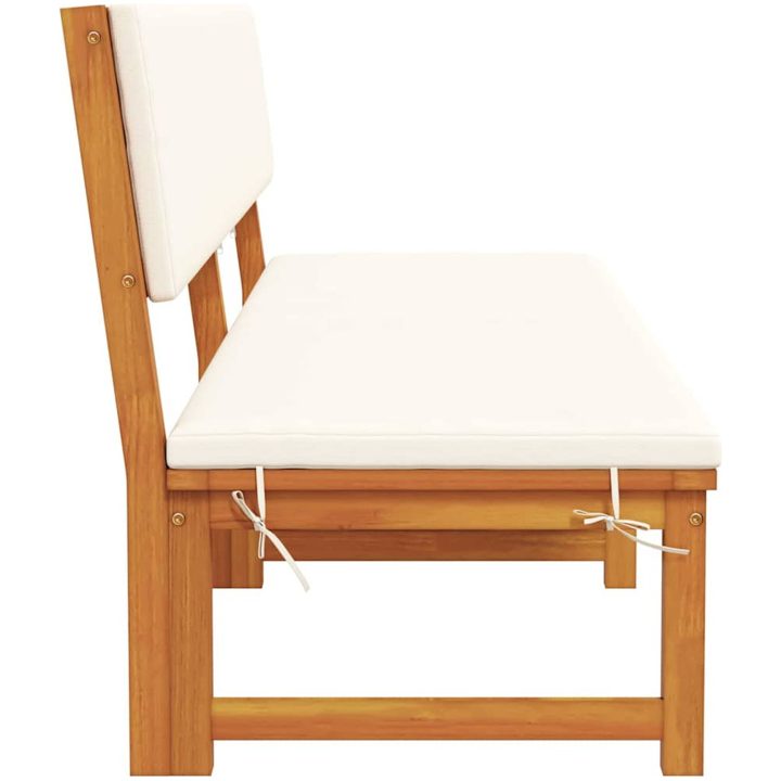 Solstol 3-i-1 med creamfärgade kuddar i solid akacia vidaXL 200 x 57 x 75 cm – bild 6