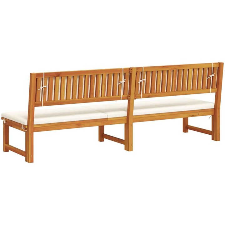 Solstol 3-i-1 med creamfärgade kuddar i solid akacia vidaXL 200 x 57 x 75 cm – bild 7