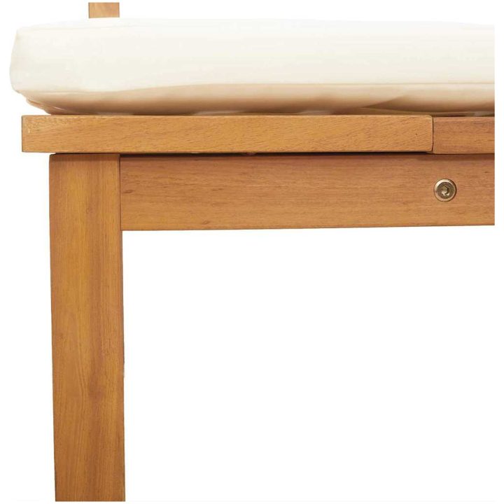 Solstol 3-i-1 med creamfärgade kuddar i solid akacia vidaXL 200 x 57 x 75 cm – bild 8