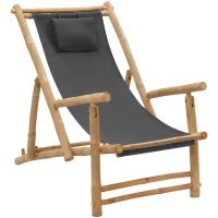 Solstol bambu och kanvas mörkgrå vidaXL