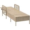 Solstol Beige och ljusgrå PE Rattan Hopfällbar vidaXL 157 x 55 x 92 cm – miniatyr 5