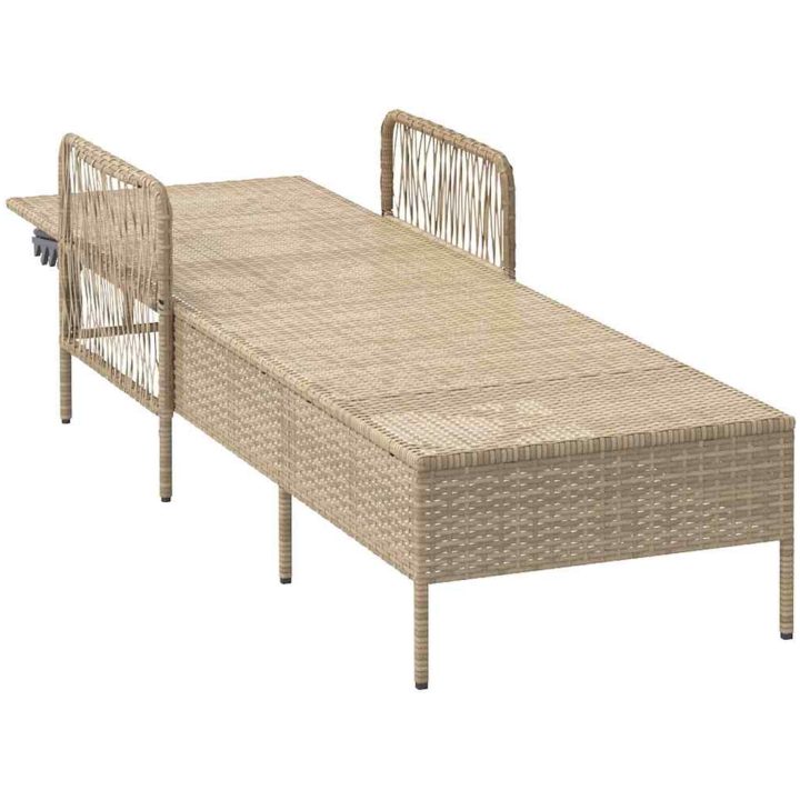 Solstol Beige och ljusgrå PE Rattan Hopfällbar vidaXL 157 x 55 x 92 cm – bild 5